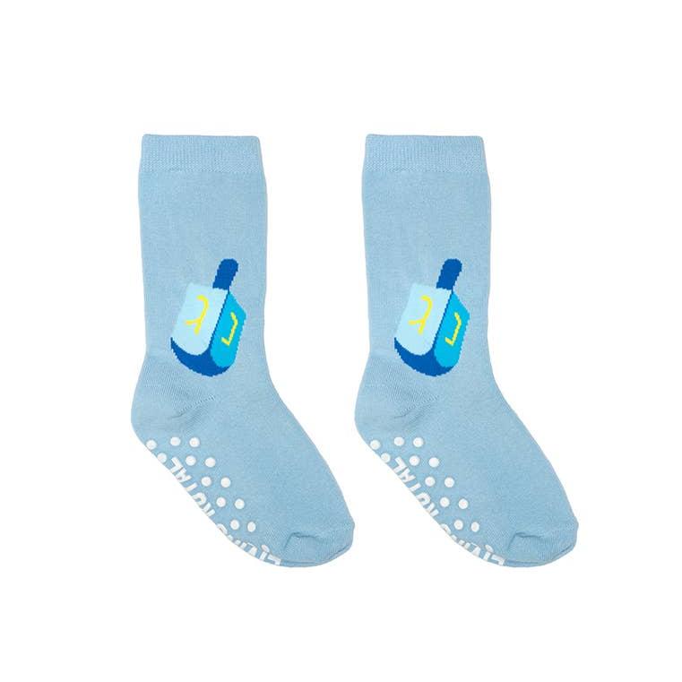 3D Packaged Crew Socks - Kids - Hanukkah - Dreidel - Blue Living Royal Bonjour Fete - Party Supplies