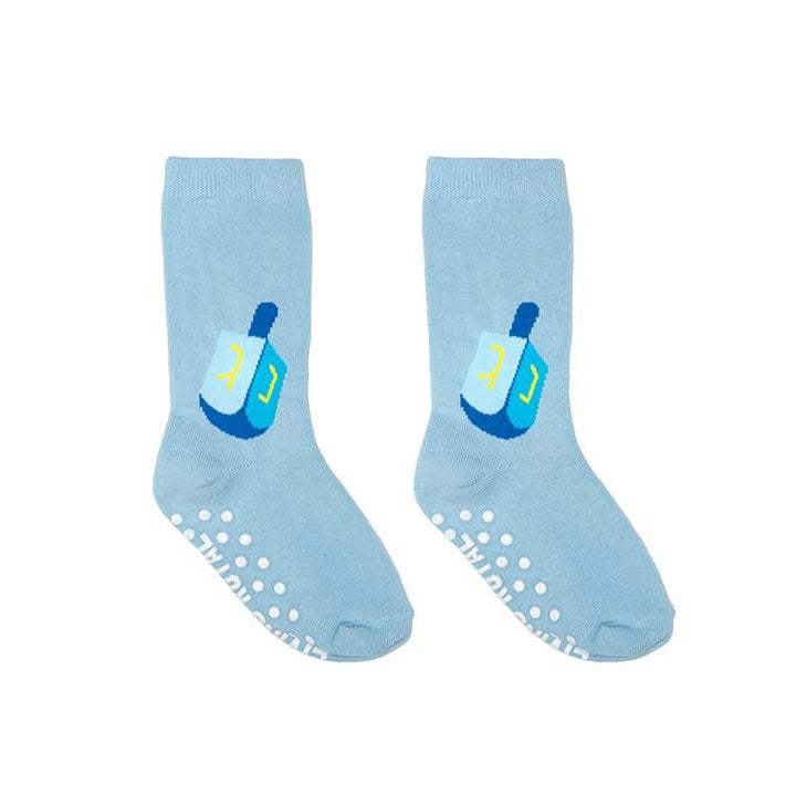 3D Packaged Crew Socks - Kids - Hanukkah - Dreidel - Blue Living Royal Bonjour Fete - Party Supplies