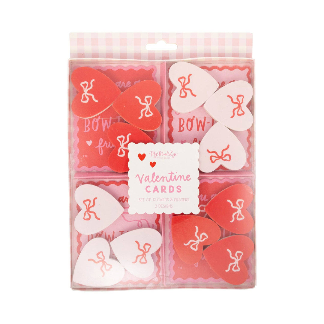 PLKC164 - Bows Valentine's Cards and Eraser Set (12 each) My Mind’s Eye PLKC164 - Bows Valentine's Cards and Eraser Set (12 each) Bonjour Fete - Party Supplies