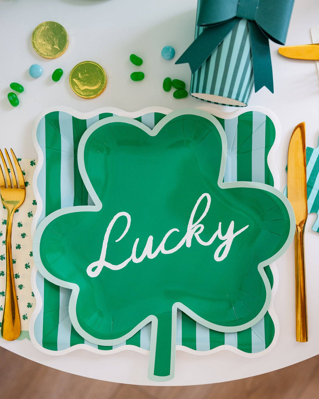 SPD1240 - Lucky Shamrock Shaped Plate My Mind’s Eye SPD1240 - Lucky Shamrock Shaped Plate Bonjour Fete - Party Supplies