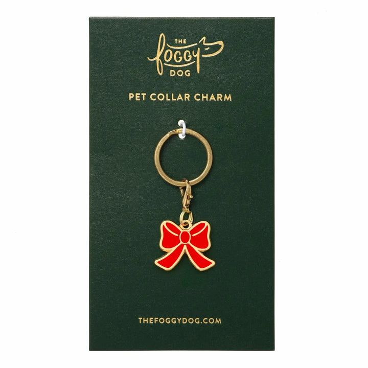RED BOW COLLAR CHARM The Foggy Dog Holiday Pet RED BOW COLLAR CHARM Bonjour Fete - Party Supplies