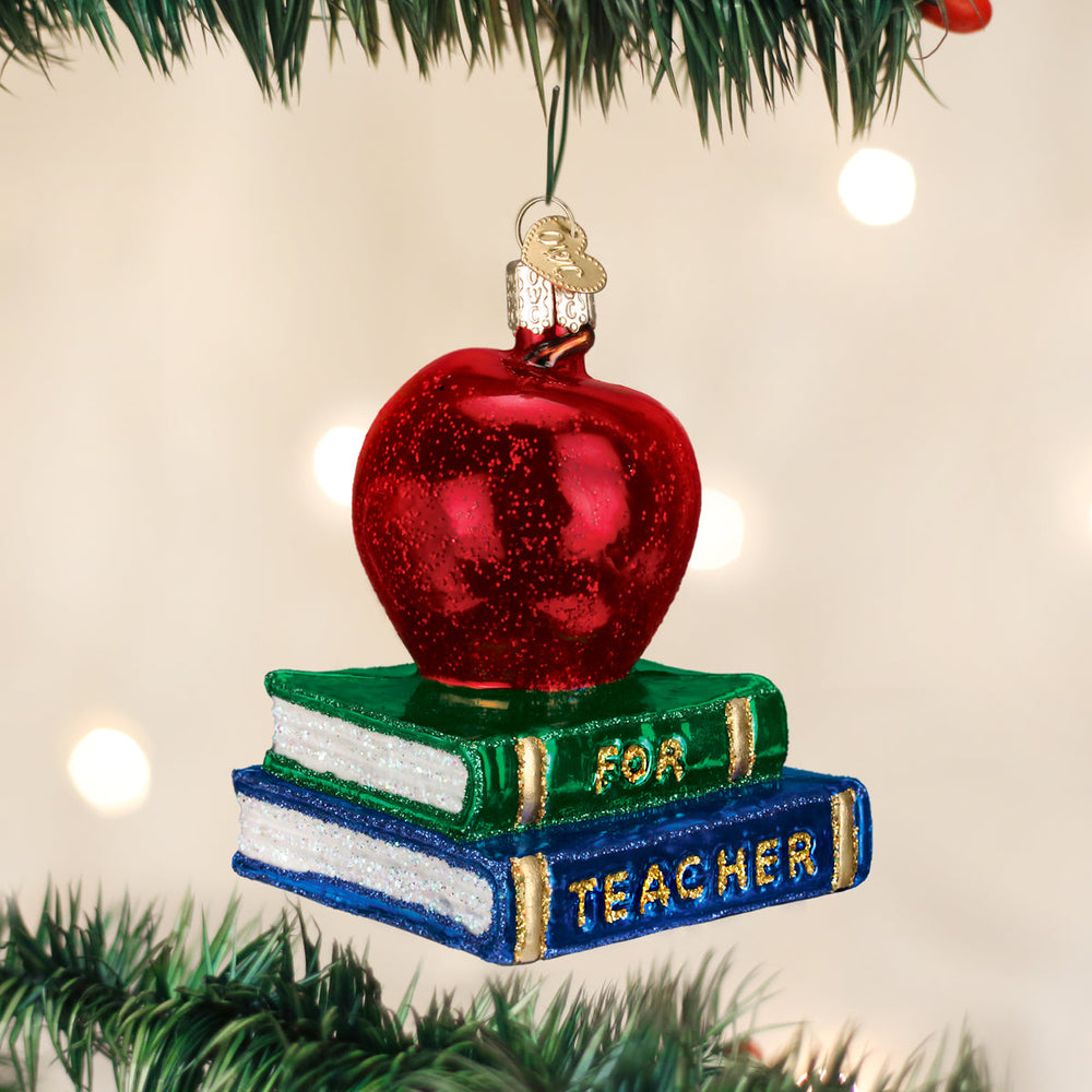 Teacher's Apple Ornament Old World Christmas 3.5 X 2.5 X 2.5 / 36128 Teacher's Apple Ornament Bonjour Fete - Party Supplies