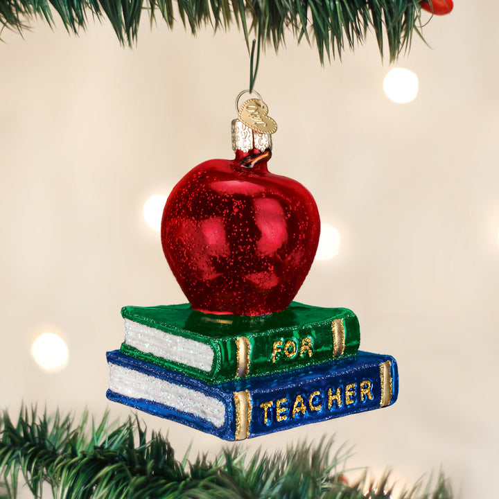Teacher's Apple Ornament Old World Christmas 3.5 X 2.5 X 2.5 / 36128 Teacher's Apple Ornament Bonjour Fete - Party Supplies