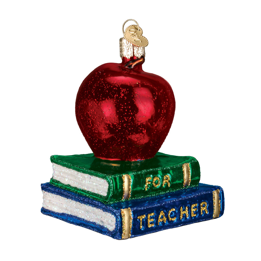Teacher's Apple Ornament Old World Christmas 3.5 X 2.5 X 2.5 / 36128 Teacher's Apple Ornament Bonjour Fete - Party Supplies