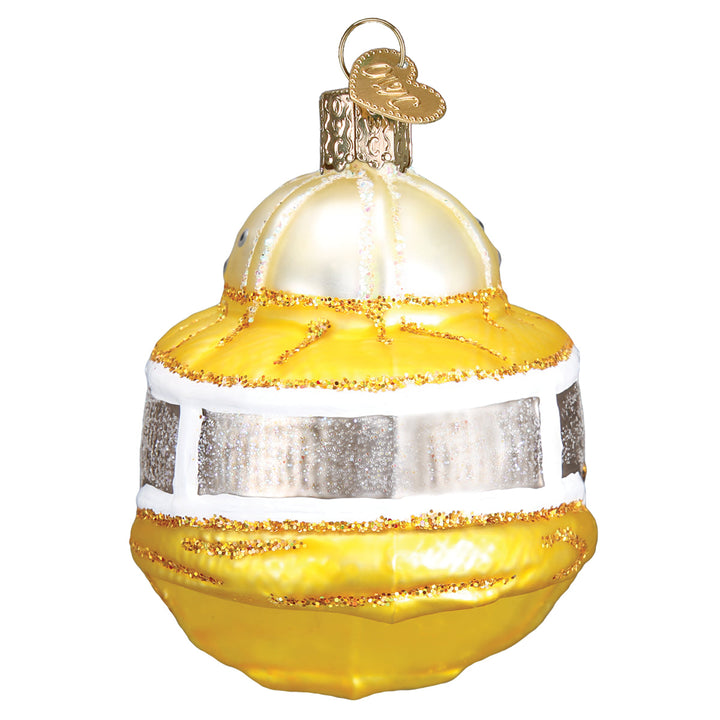Back view of the beekeeper's hood ornament showing the flared yellow drape