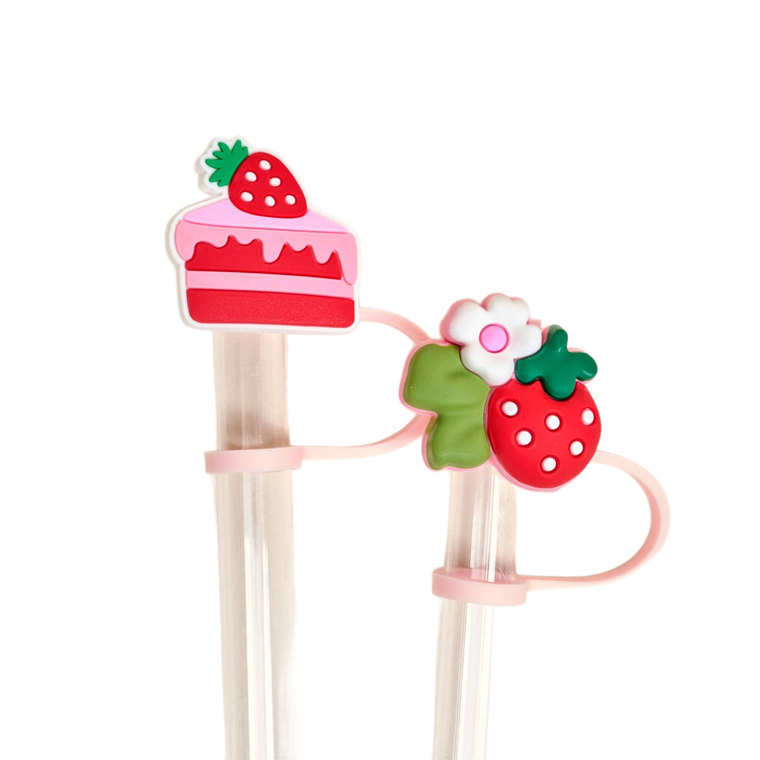 STRAWBERRY SHORTCAKE STRAW TOPPER SET The Darling Effect Straws STRAWBERRY SHORTCAKE STRAW TOPPER SET Bonjour Fete - Party Supplies