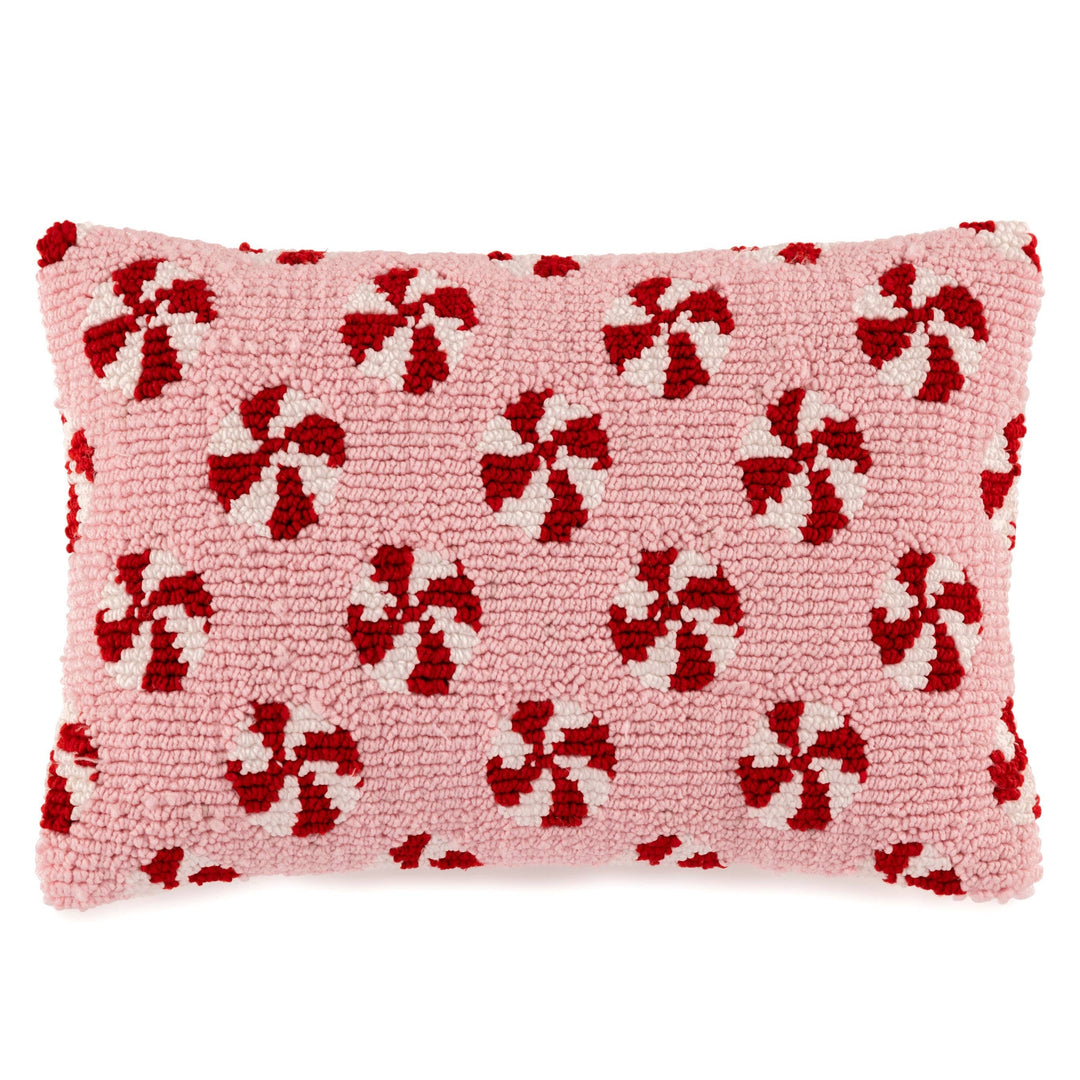 PINK PEPPERMINT PILLOW Shiraleah Christmas Holiday Kitchen & Entertaining Bonjour Fete - Party Supplies