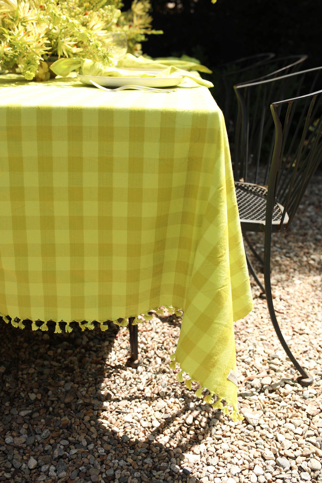 GINGHAM - Citron Tablecloth Heather Taylor Home GINGHAM - Citron Tablecloth Bonjour Fete - Party Supplies