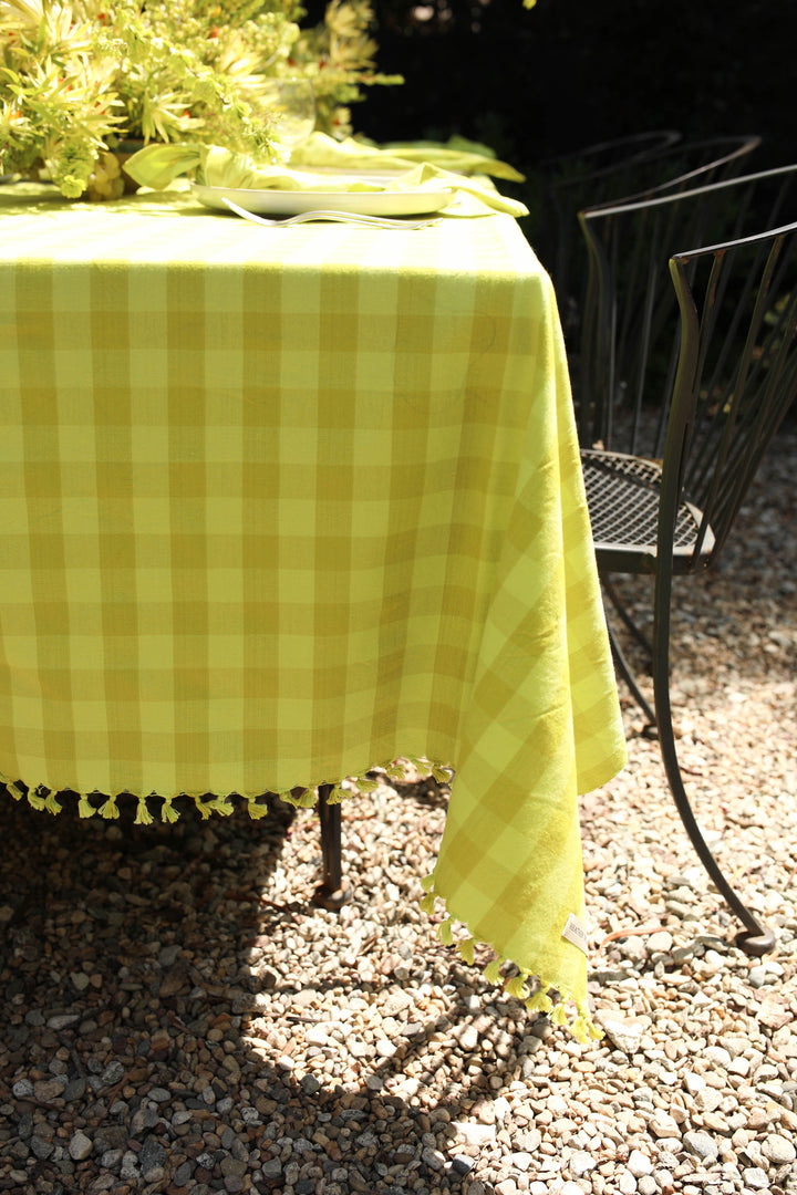 GINGHAM - Citron Tablecloth Heather Taylor Home GINGHAM - Citron Tablecloth Bonjour Fete - Party Supplies