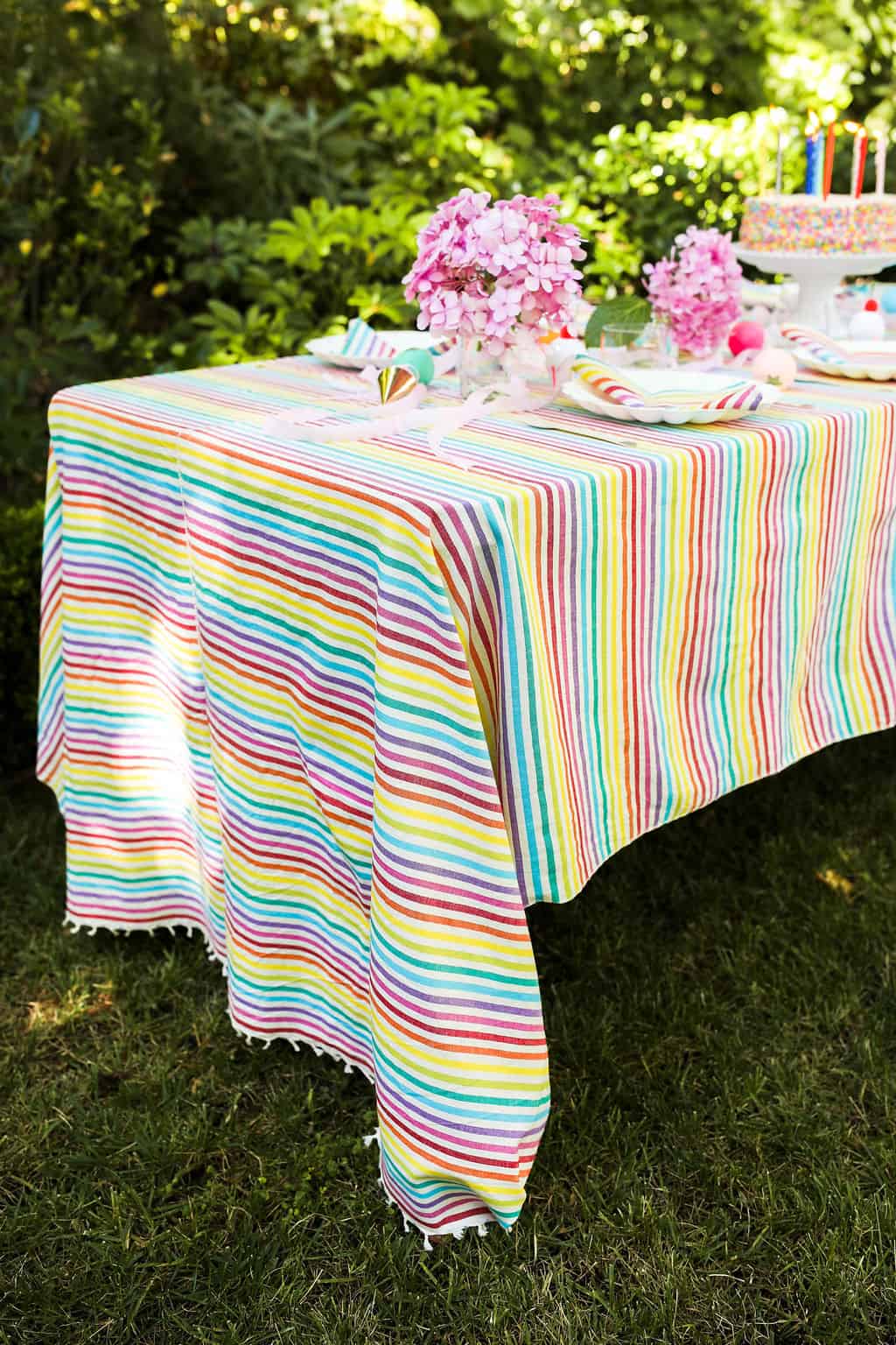 Multi Stripe Rainbow Tablecloth