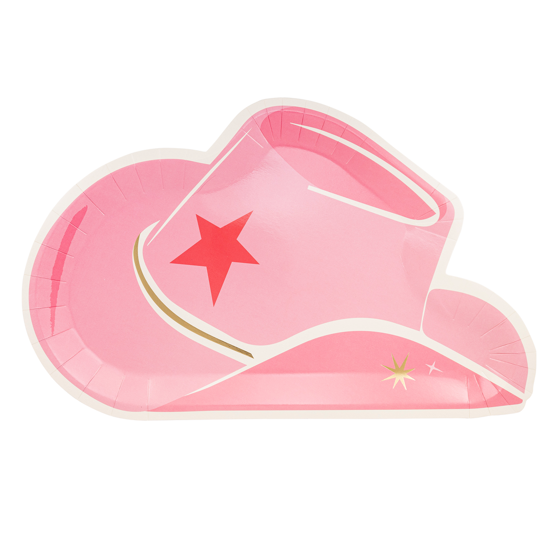 Pink Cowgirl Hat Shaped Plates Bonjour Fete Party Supplies Horse Party