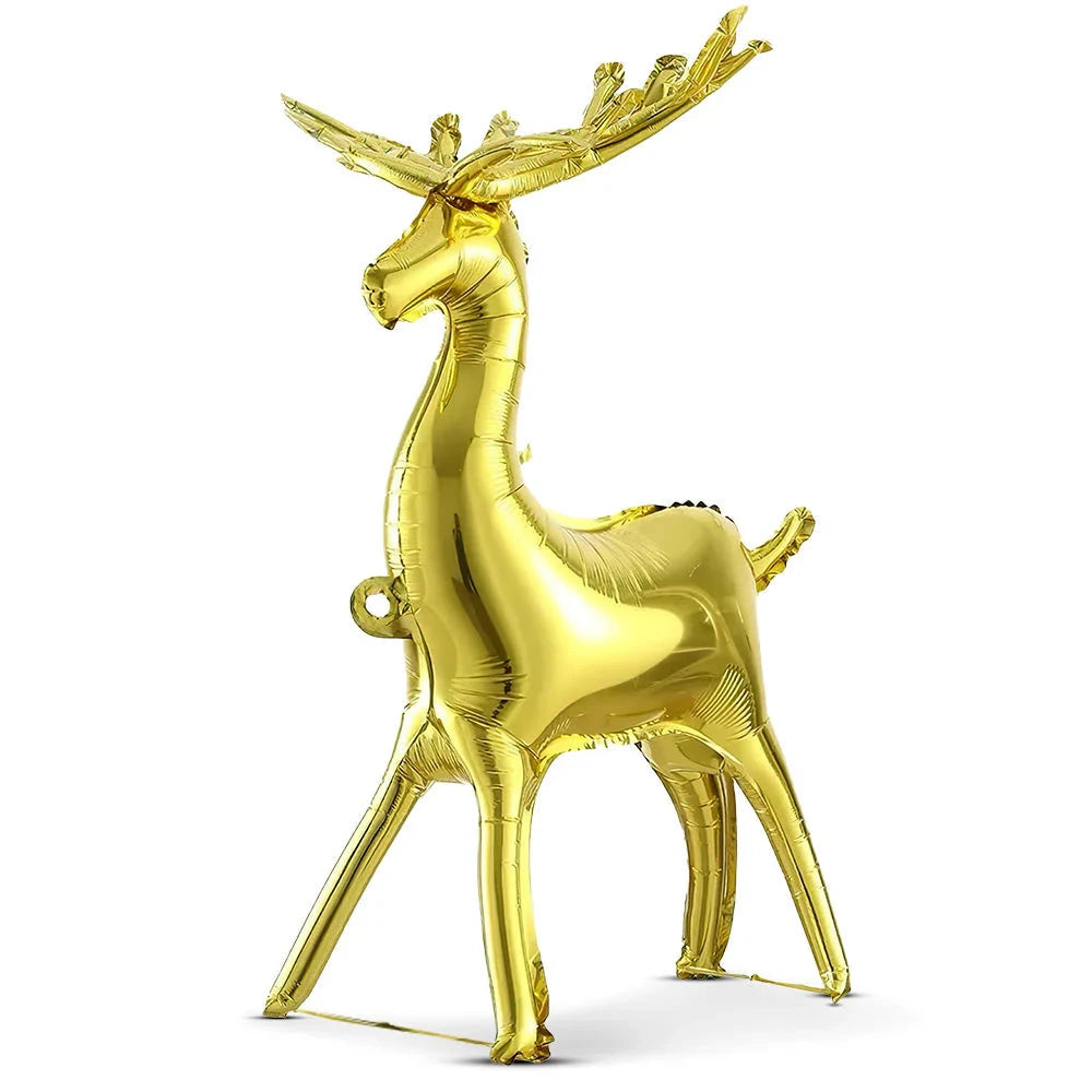 GOLD 3D STANDING REINDEER BALLOON LA Balloons Christmas Holiday Party Decorations GOLD 3D STANDING REINDEER BALLOON Bonjour Fete - Party Supplies