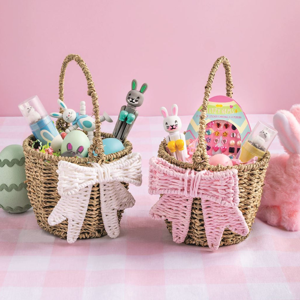WICKER BOW EASTER BASKET Mud Pie Easter Baskets WICKER BOW EASTER BASKET Bonjour Fete - Party Supplies