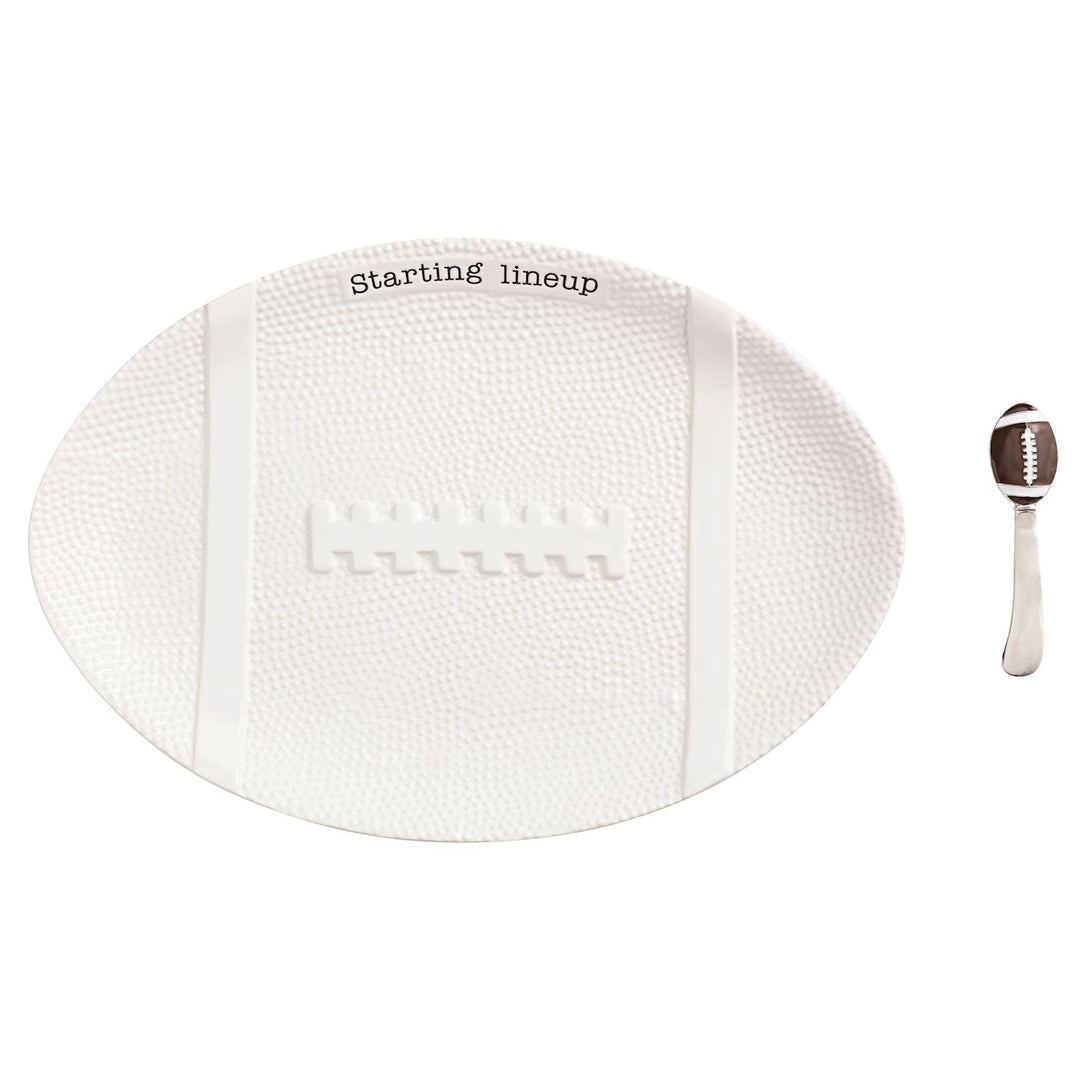 FOOTBALL PLATTER & SPREADER SET Mud Pie Serving Trays FOOTBALL PLATTER & SPREADER SET Bonjour Fete - Party Supplies