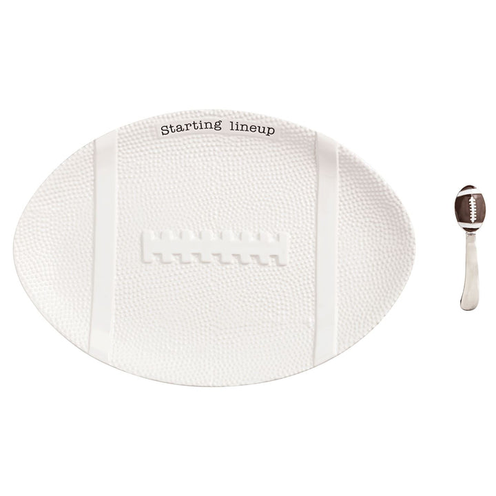 FOOTBALL PLATTER & SPREADER SET Mud Pie Serving Trays FOOTBALL PLATTER & SPREADER SET Bonjour Fete - Party Supplies