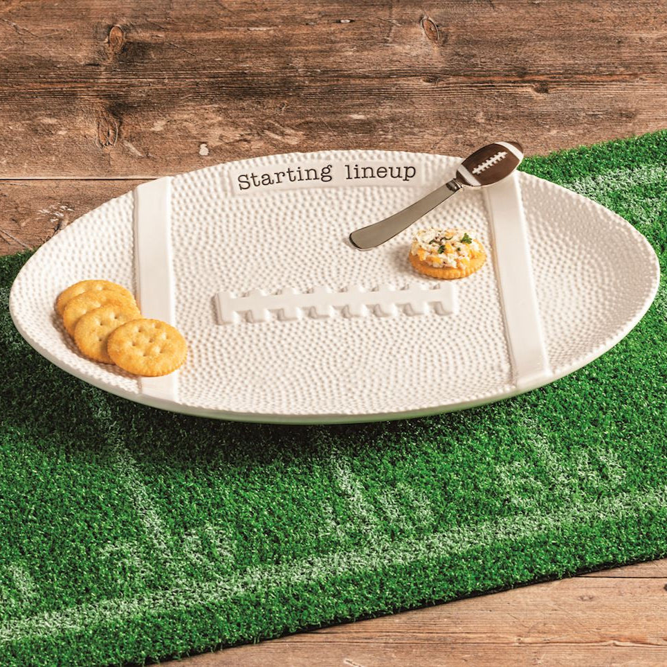 FOOTBALL PLATTER & SPREADER SET Mud Pie Serving Trays FOOTBALL PLATTER & SPREADER SET Bonjour Fete - Party Supplies