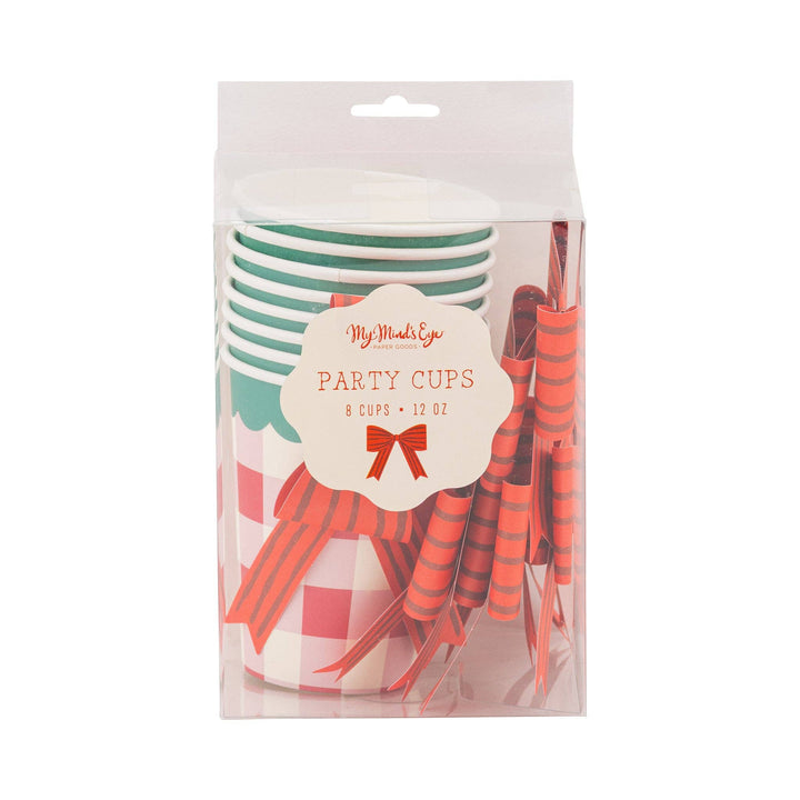 SUG1210 - Plaid Cup with Bow My Mind’s Eye SUG1210 - Plaid Cup with Bow Bonjour Fete - Party Supplies