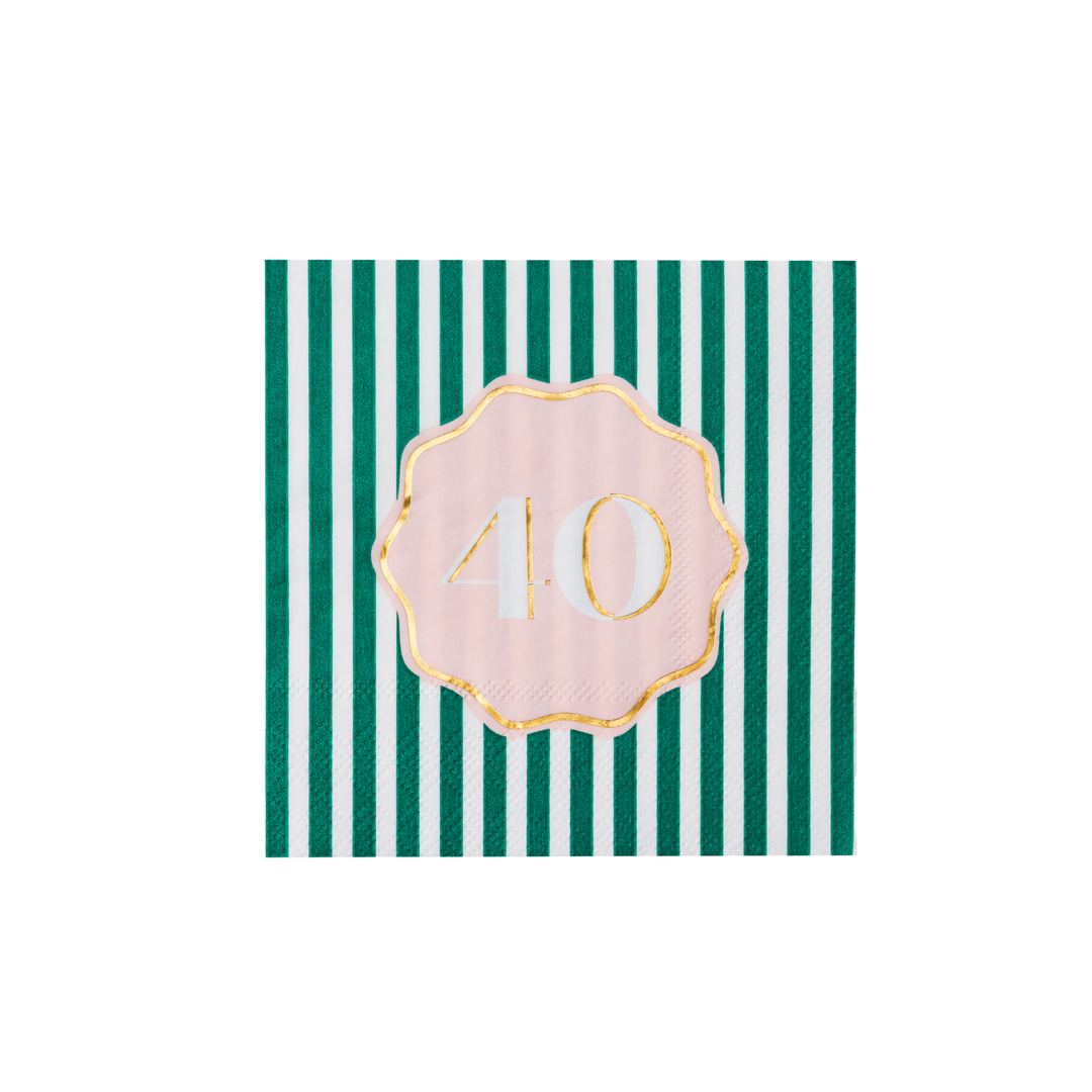 40TH BIRTHDAY COCKTAIL NAPKINS Bonjour Fete Napkins 40TH BIRTHDAY COCKTAIL NAPKINS Bonjour Fete - Party Supplies