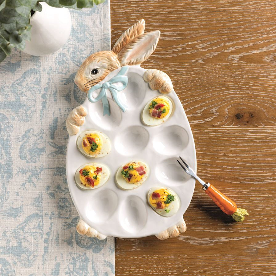 BUNNY DEVILED EGG PLATTER SET Mud Pie Easter Home BUNNY DEVILED EGG PLATTER SET Bonjour Fete - Party Supplies