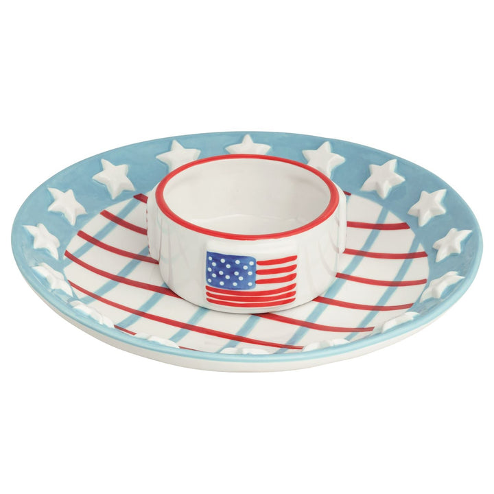 AMERICANA CHIP & DIP SET Mud Pie 4th of July AMERICANA CHIP & DIP SET Bonjour Fete - Party Supplies