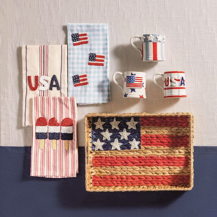 BEADED AMERICANA TOWEL Mud Pie 4th of July BEADED AMERICANA TOWEL Bonjour Fete - Party Supplies