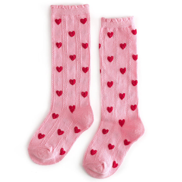 TRUE LOVE SCALLOPED KNEE HIGH SOCKS Little Stocking Co. Valentine's Day Accessories TRUE LOVE SCALLOPED KNEE HIGH SOCKS Bonjour Fete - Party Supplies