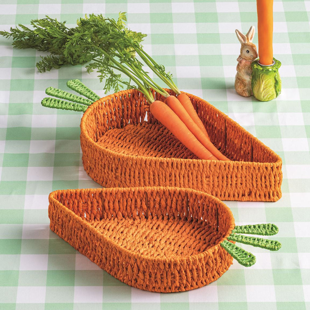 WOVEN CARROT TRAY SET MUD PIE Easter Home WOVEN CARROT TRAY SET Bonjour Fete - Party Supplies