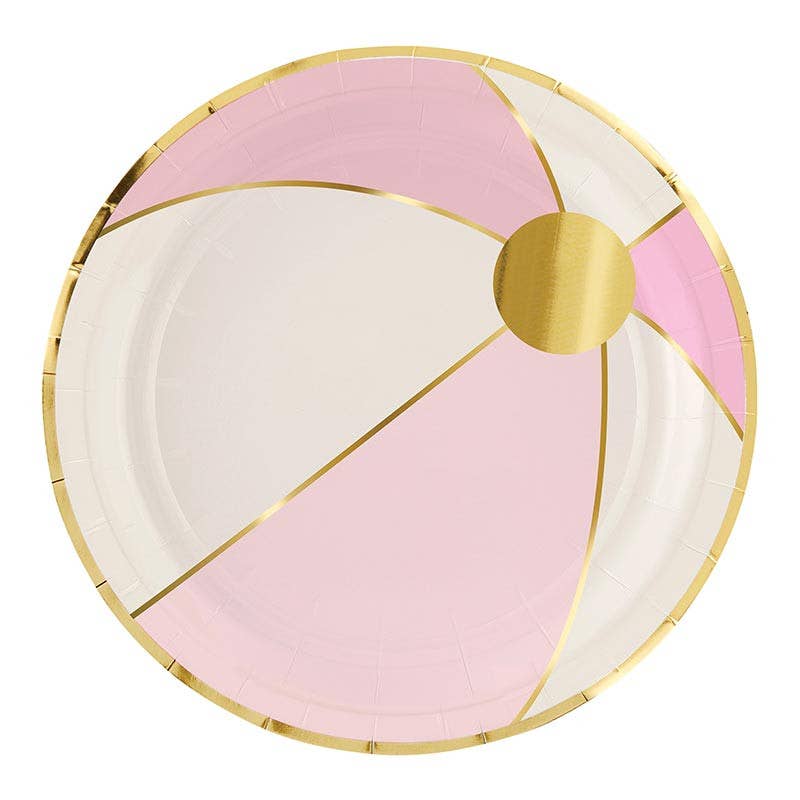 Foil Round Paper Plates - Beach Ball - 8ct: 7" dia Slant Collections by Creative Brands Foil Round Paper Plates - Beach Ball - 8ct: 7" dia Bonjour Fete - Party Supplies