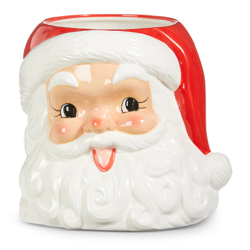 SANTA HEAD VASE CONTAINER Raz CHRISTMAS DECOR RED SANTA HEAD VASE CONTAINER Bonjour Fete - Party Supplies