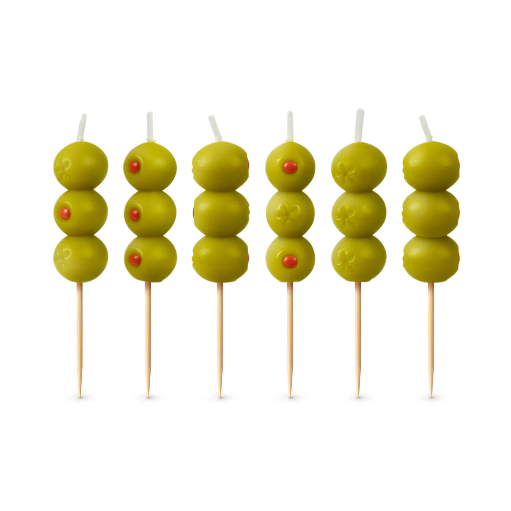 COCKTAIL PARTY Olive Candles - Set of 6 Fred & Friends COCKTAIL PARTY Olive Candles - Set of 6 Bonjour Fete - Party Supplies