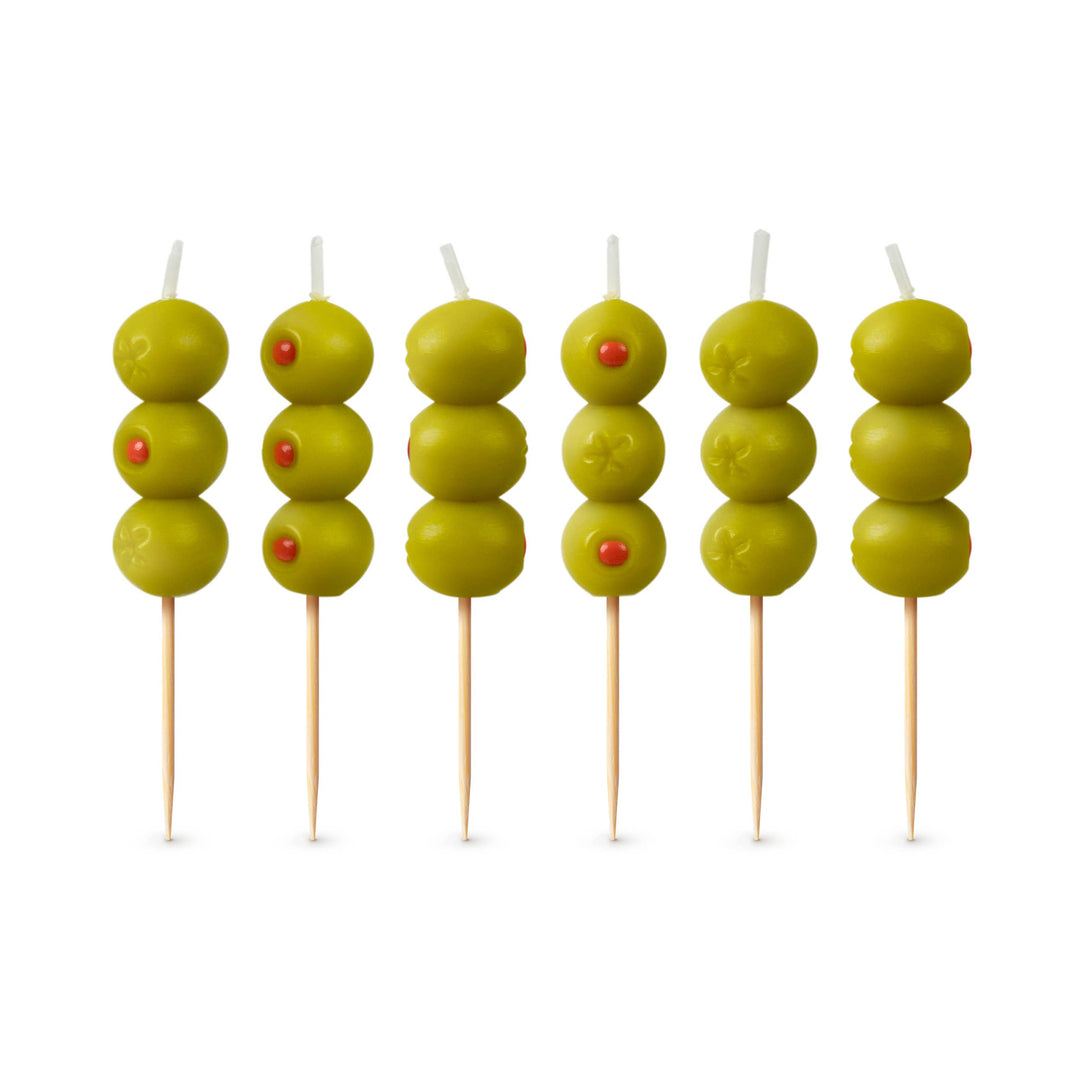 COCKTAIL PARTY Olive Candles - Set of 6 Fred & Friends COCKTAIL PARTY Olive Candles - Set of 6 Bonjour Fete - Party Supplies
