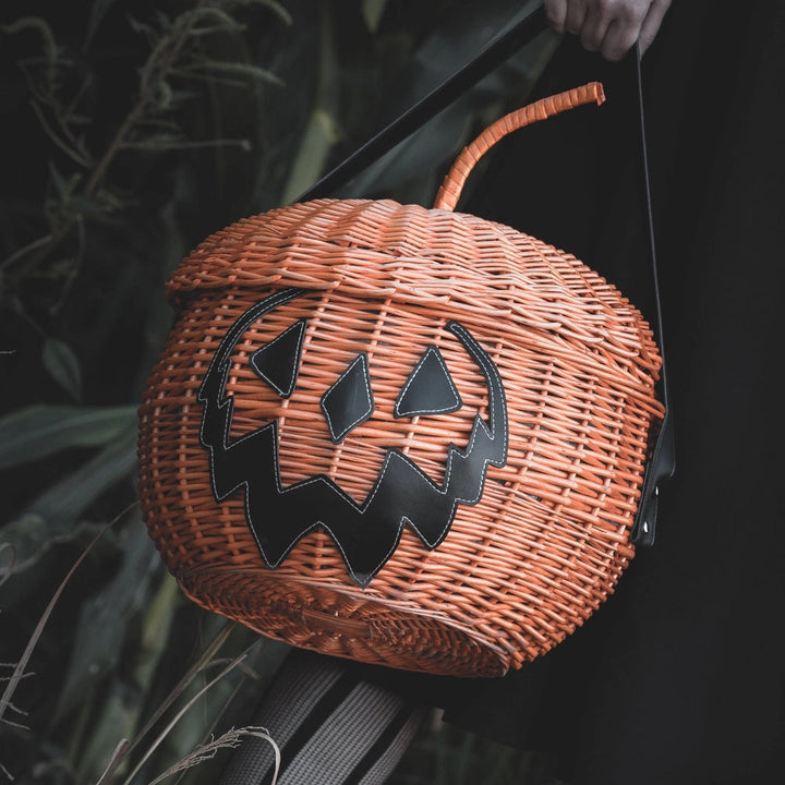 JACK-O-LANTERN PICNIC BASKET Lively Ghosts Halloween Home Decor JACK-O-LANTERN PICNIC BASKET Bonjour Fete - Party Supplies