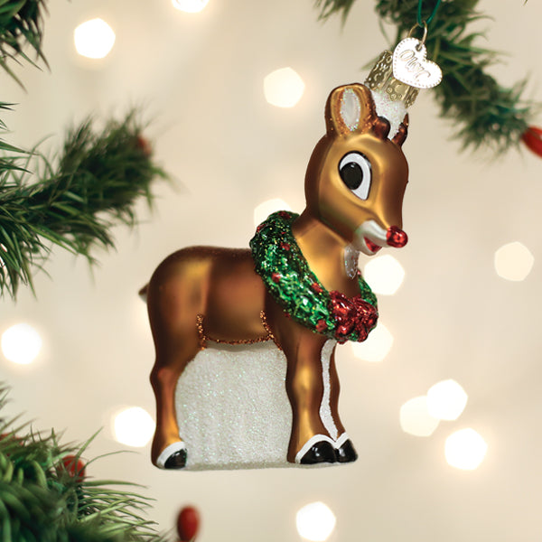 Rudolph The Red-Nosed Reindeer® Ornament Old World Christmas 4 X 3.25 X 1.5 / 44202 Rudolph The Red-Nosed Reindeer® Ornament Bonjour Fete - Party Supplies