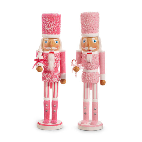 PINK SUGARED NUTCRACKER Raz Santas & Nutcrackers PINK SUGARED NUTCRACKER Bonjour Fete - Party Supplies