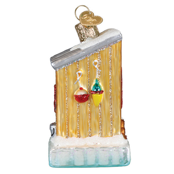 Ice Fishing Shanty Ornament Old World Christmas 3.25 X 2 X 1.75 / 44250 Ice Fishing Shanty Ornament Bonjour Fete - Party Supplies