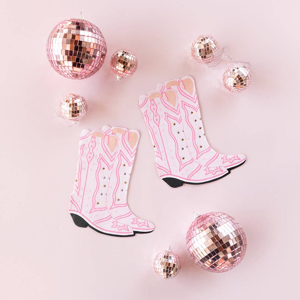 Pink Cowgirl Boot Shaped Napkins Bonjour Fete Party Supplies Horse Party