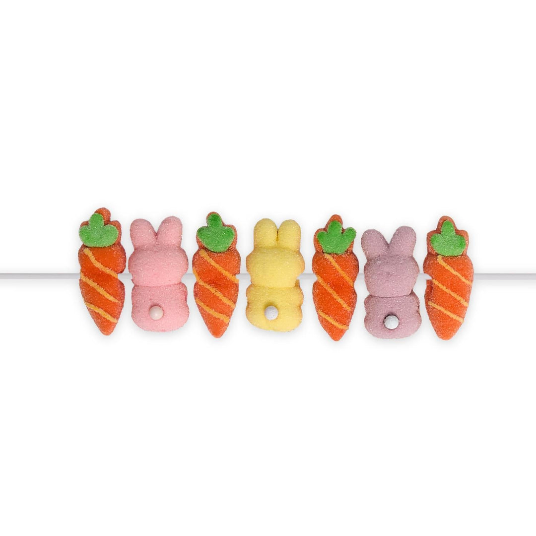 BUNNIES AND CARROTS VANILLA MARSHMALLOW CANDY KABOB Two's Company Easter Candy Pink & Purple BUNNIES AND CARROTS VANILLA MARSHMALLOW CANDY KABOB Bonjour Fete - Party Supplies