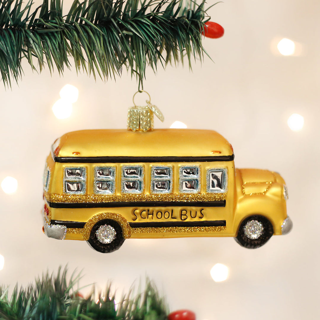 School Bus Ornament Old World Christmas 2.5 X 4.5 X 1.75 / 46007 School Bus Ornament Bonjour Fete - Party Supplies