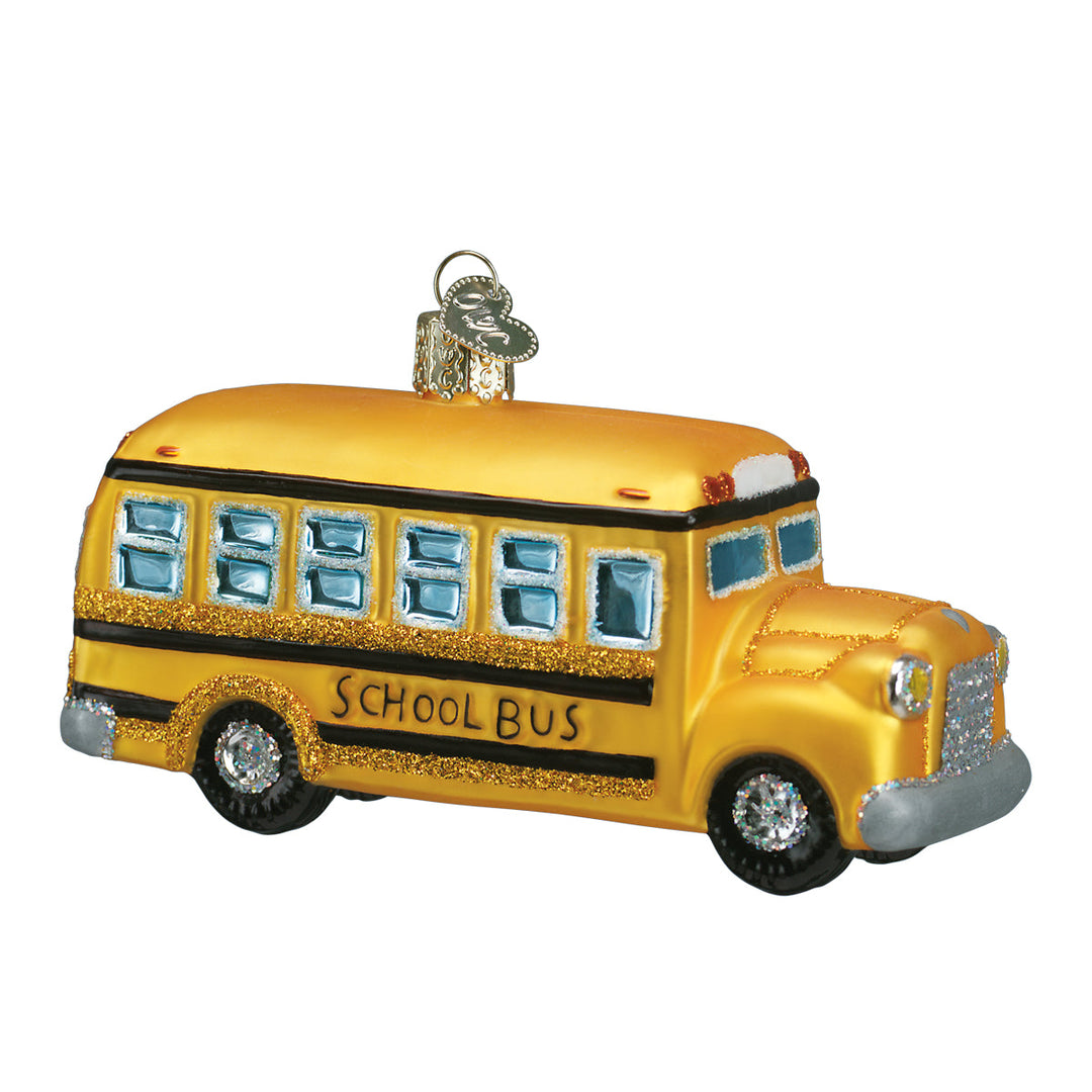 School Bus Ornament Old World Christmas 2.5 X 4.5 X 1.75 / 46007 School Bus Ornament Bonjour Fete - Party Supplies