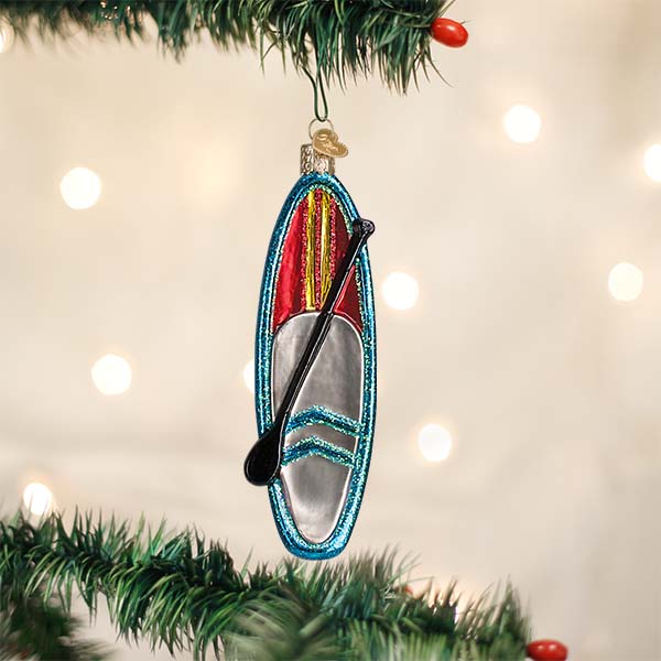 Blue Stand Up Paddle Board Ornament Old World Christmas 5.75 X 1.75 X 1 / 46103 Blue Stand Up Paddle Board Ornament Bonjour Fete - Party Supplies