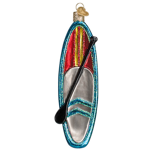Blue Stand Up Paddle Board Ornament Old World Christmas 5.75 X 1.75 X 1 / 46103 Blue Stand Up Paddle Board Ornament Bonjour Fete - Party Supplies