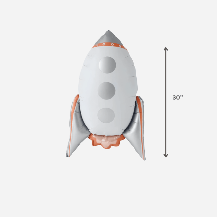 Rocket ship foil balloon with 30 inch size guide for an astronaut or blast-off party