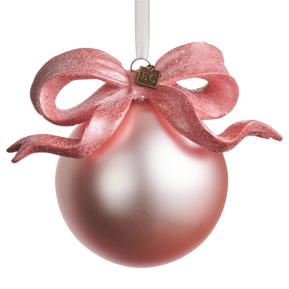 PINK RIBBON BAUBLE GLASS ORNAMENT Raz Christmas Ornament PINK RIBBON BAUBLE GLASS ORNAMENT Bonjour Fete - Party Supplies