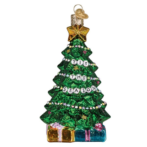 Other side of the friendship tree ornament with a bracelet spelling Tis the Season