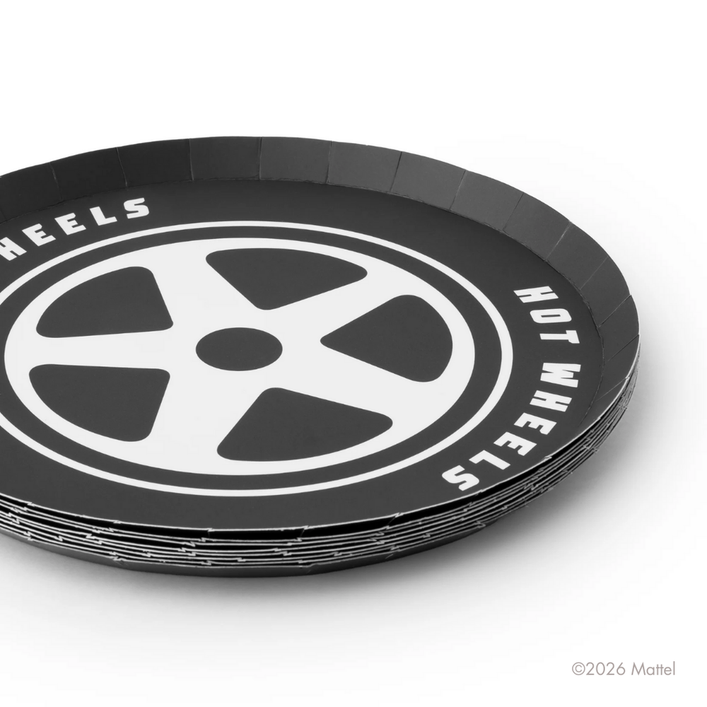 HOT WHEELS™ X BONJOUR FETE BLACK SMALL PLATES Bonjour Fete Plates HOT WHEELS™ X BONJOUR FETE BLACK SMALL PLATES Bonjour Fete - Party Supplies