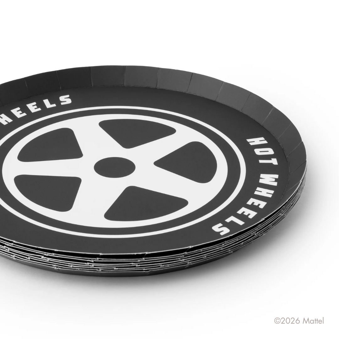 HOT WHEELS™ X BONJOUR FETE BLACK SMALL PLATES Bonjour Fete Plates HOT WHEELS™ X BONJOUR FETE BLACK SMALL PLATES Bonjour Fete - Party Supplies