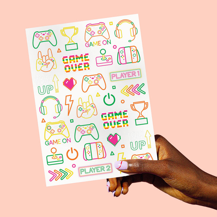 Neon Gamer Temporary Tattoos