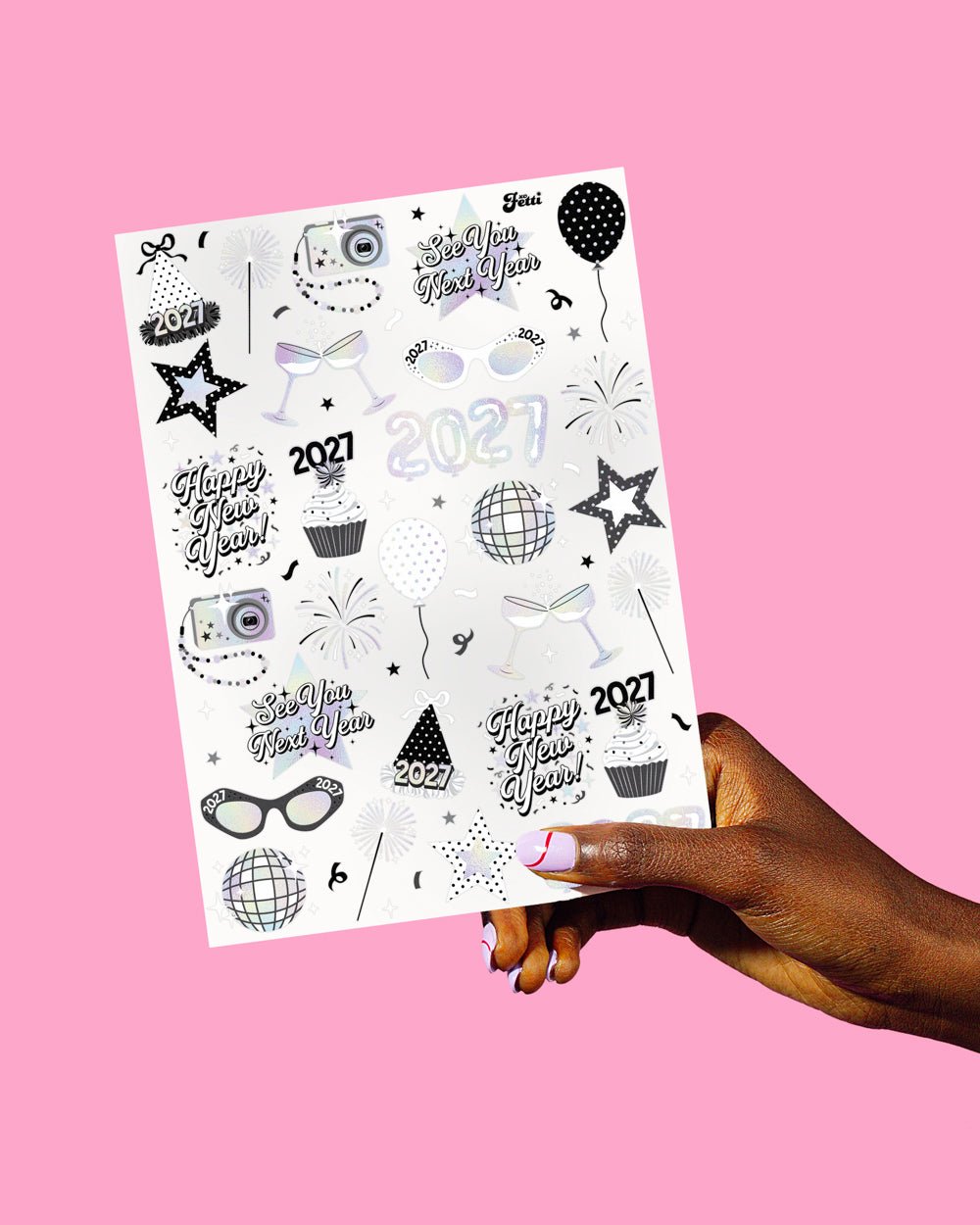2027 New Year's Eve Disco Temporary Tattoos