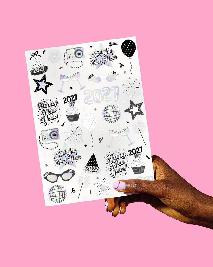 2027 New Year's Eve Disco Temporary Tattoos