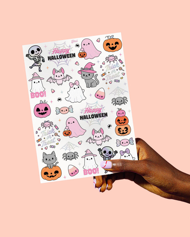 Pink Halloween Kawaii Tattoos - 50 temporary tattoos
